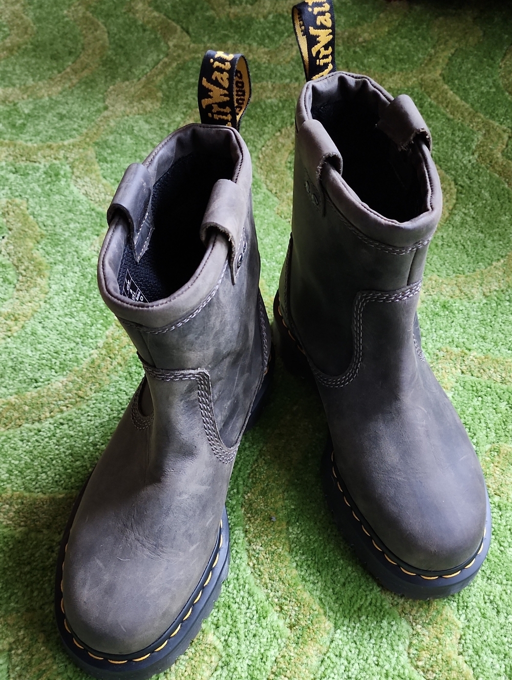 Dr.Martens Anistone Leather Biker Boots - Size 8